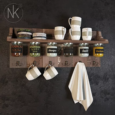 Italian Kitchen Rack Cup Seasoning Storage Jar 3d model