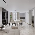 Modern Living and Dining Room Interior With Sofa Dining Table And Pendant Light