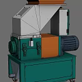 Industrial Shredder Equipment With Orange Feeding Hopper Green Base And Motor