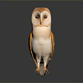 Orange And White Owl Realistic Sculpture With Detailed Features Standing On Grey Background