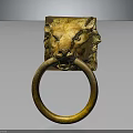 Golden Lion Head Door Knocker With Vintage Metal Ring Design