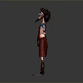 Game Movie Character Featuring Curly Hair Blue Facial Patterns Red Plaid Skirt Brown Fringed Boots