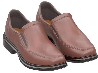Brown Leather Slip on Shoes for Business Casual with Black Sole and Comfortable Design 3d model