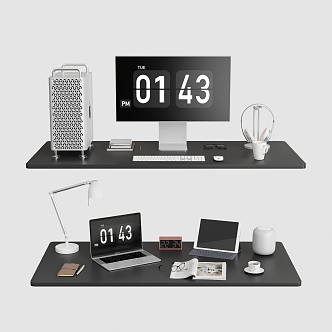 Ornaments Combination Computer Digital Products Keyboard Host Headset Coffee Desk Lamp Notebook 3d model