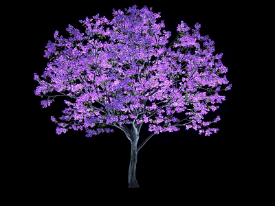 Vibrant Arbor With Lush Purple Flowers Against Black Background 3d model