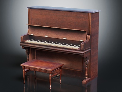 European Piano Antique Piano 3d model