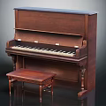Wooden Upright Piano With Art Supplies Brushes And Pigment Containers
