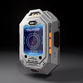 Futuristic Tech Device With Silver Metallic Casing Display Screen King Astray And Data Charts