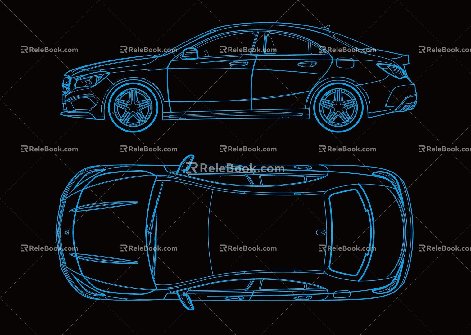 Car Side Facade Profile Line Car Outer Profile Car Plane Car Facade Line Benz Car Line 3d model