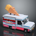 Colorful Ice Cream Truck With Large Ice Cream Cone On Top And Branding Signage