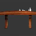 Handcrafted Rustic Wooden Table With Textured Surface And Unique Leg Design