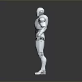 Humanoid Robot With White Exterior And Mechanical Structure Standing On Shiny Surface 3d model