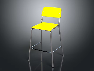 Modern Yellow Bar Stool With Metal Frame And Comfortable Seat Design 3d model
