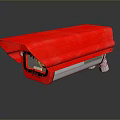 Red Computer Case With Modern Design Metal Parts And Reflective Surface