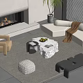 edra sofa coffee table combination 3d model