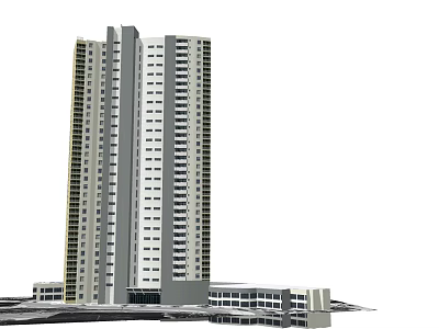 Modern High Rise Office Building With Contemporary Facade And Urban Architecture 3d model
