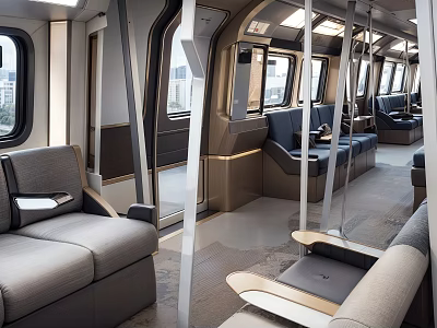 Modern Metro Interior Design With Comfortable Seats Large Windows And Elegant Lighting 3d model