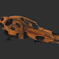 Orange Sci Fi Spaceship With Futuristic Design Complex Structure And Detailed Cockpit