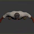 Full Body Man In White Shirt Blue Pants With Red Arms Standing On Gray Background