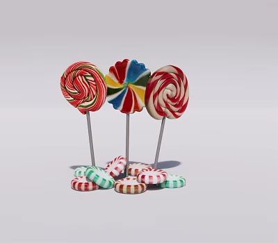 Modern candy lollipop candy decoration combination 3d model