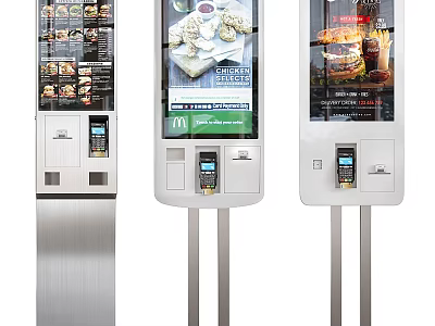 Commercial Self Service Kiosks With Digital Screens For Food Ordering And Payment Features 3d model