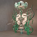 Elegant Green And White Dragon Shaped Artistic Photo Spot With Circular Sculptural Structure