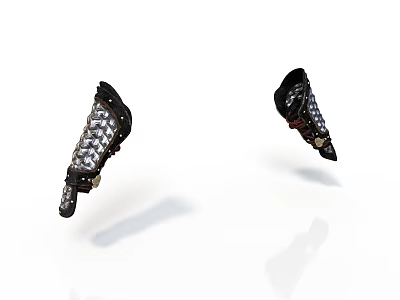 Realistic Style Medieval Arm Guard Shoulder Guard Arm Armor Arm Guard Wrist Armor Chain Armor Leather Metal Knight Equipment Red Strap Metal Rivet 3d model