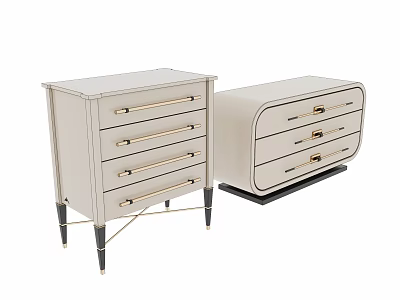 Elegant Modern Entryway Cabinet and Side Cabinet with Drawers Metal Handles Black Tapered Legs 3d model