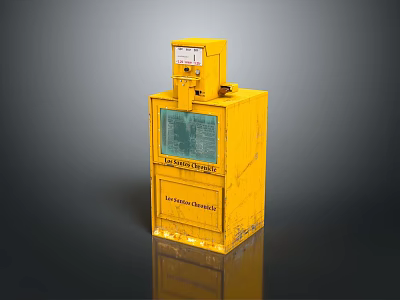 Yellow Commercial Electricity Meter Equipment with Digital Display Panel and Sturdy Enclosure for Business Use 3d model