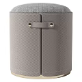 Modern Textured Gray And Brown Ottomans With Leather Handles For Living Room