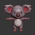 Cute Koala Character 3D Model With Gray Body Pink Ears And White Belly Arms Outstretched