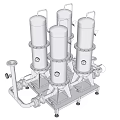 Stainless Steel Cylindrical Vessels With Pipes And Frames For Structural Building Components