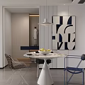 Modern Restaurant Interior With Black White Striped Walls And Fruit Bowl On Table