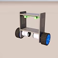 Smart Mobile Robot Platform With Blue Wheels And Storage Shelf 3d model