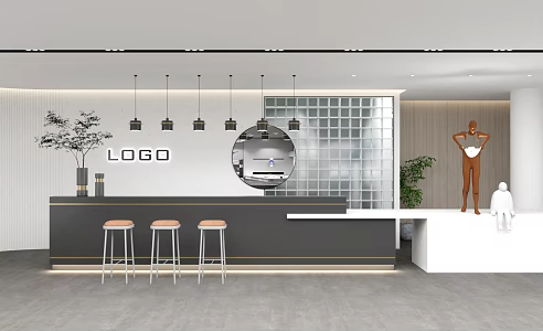 Light Luxury Reception Desk 3d model
