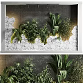 Indoor Living Wall With Various Hanging Green Plants And Natural Gray White Textured Design