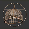 Modern Copper Hanging Swing Chair With Woven Net And Circular Base
