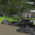 Residential Community Landscape With High Rise Buildings Green Gardens And Pathways