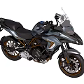 Gray And Black Adventure Motorcycle With Modern Design Windshield And Orange Frame