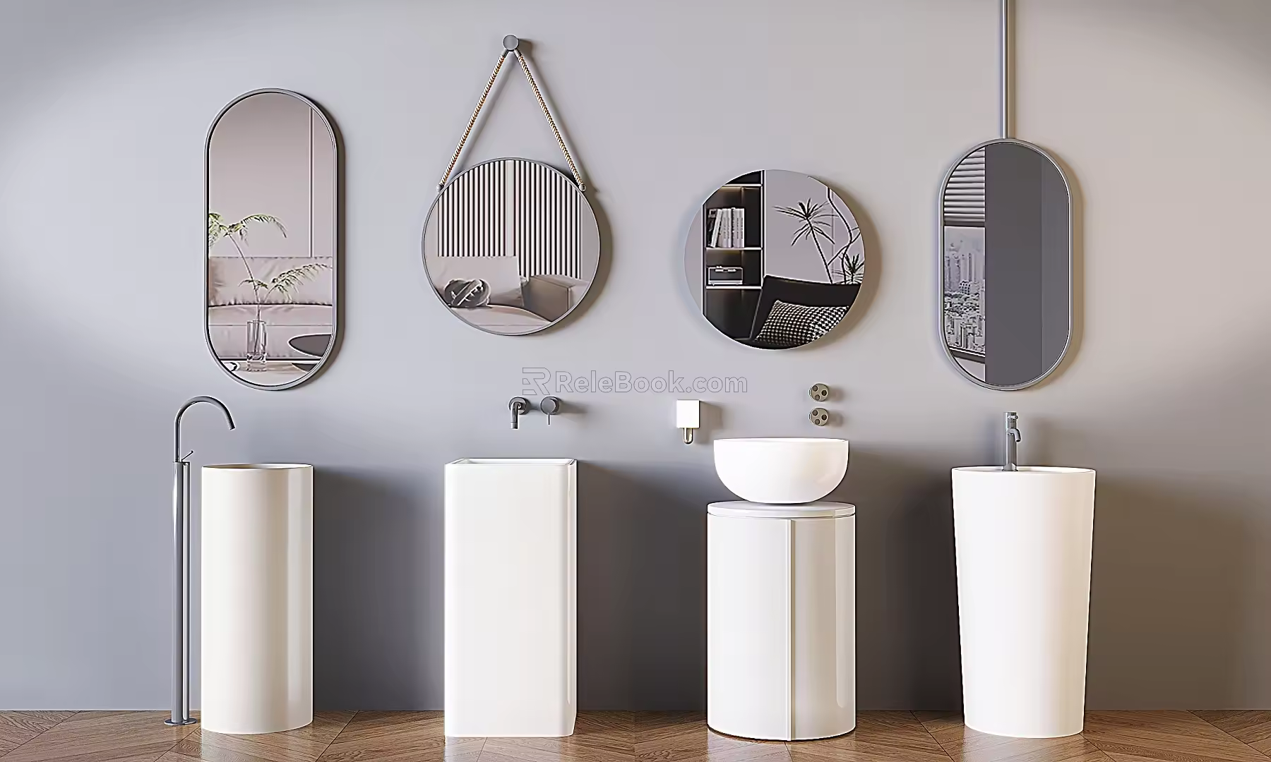 Modern Washing Table Combination Mirror Ceramic Table Basin Washing Table 3d model