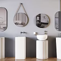 Modern Washing Table Combination Mirror Ceramic Table Basin Washing Table 3d model