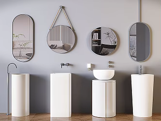 Modern Washing Table Combination Mirror Ceramic Table Basin Washing Table 3d model
