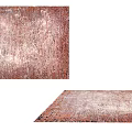 Vintage Distressed Square Area Rug With Rust Beige Textured Decorative Pattern 3d model