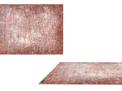 Vintage Distressed Square Area Rug With Rust Beige Textured Decorative Pattern 3d model