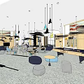 Modern Clubhouse Interior With Pendant Lights Tables Chairs And Bar Counter