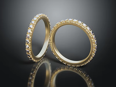 Luxurious Gold Diamond Rings With Shiny Stones And Classic Design For Fashion Accessories 3d model