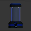 Modern White Cylindrical Device With Black Blue Accents Pink Tube And Blue Handle