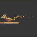 Colorful Decorative Sculpture With Feather Like Wings And Intricate Design Base
