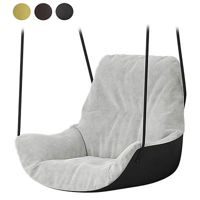 Modern Light Gray Velvet Swing Chair With Black Hanging Straps For Indoor Decor 3d model