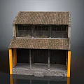 Traditional Two Story Architecture With Tiled Roof Wooden Columns And Front Porch